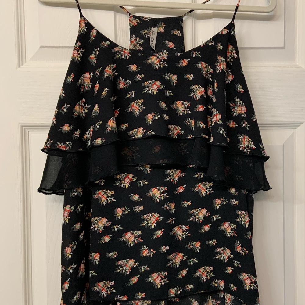 Floral Racer back Ruffle layer tank